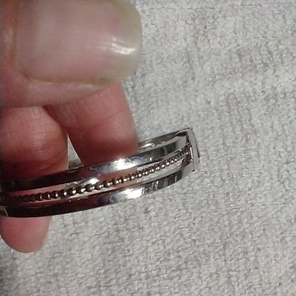 Silvertone hinged bracelet decorative clamper - Picture 3 of 7